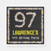97e verjaardag: Floral Flowers Number, Custom Name Servet (Voorkant)