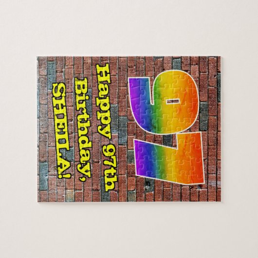 97e verjaardag: Fun Graffiti-geïnspireerde regenbo Legpuzzel (Horizontaal)