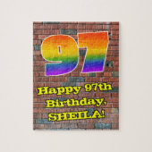 97e verjaardag: Fun Graffiti-geïnspireerde regenbo Legpuzzel (Verticaal)