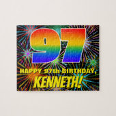 97e verjaardag: Fun, kleurrijk gevuurwerk Legpuzzel (Horizontaal)