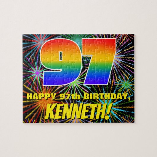 97e verjaardag: Fun, kleurrijk gevuurwerk Legpuzzel (Horizontaal)