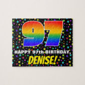 97e verjaardag — Fun, kleurrijk Star Field Pattern Legpuzzel (Horizontaal)