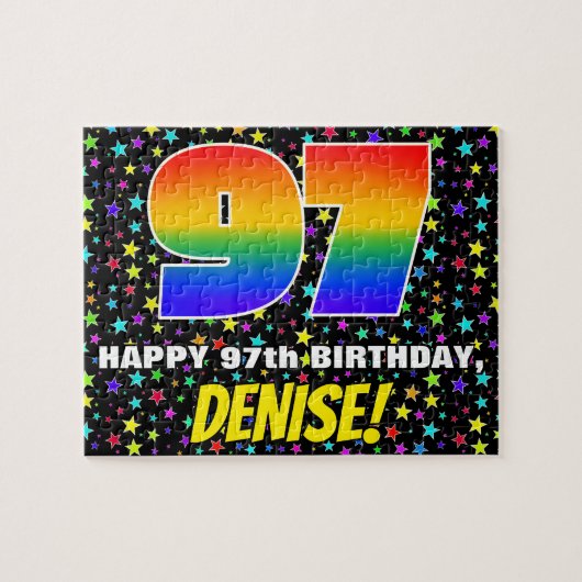 97e verjaardag — Fun, kleurrijk Star Field Pattern Legpuzzel (Horizontaal)