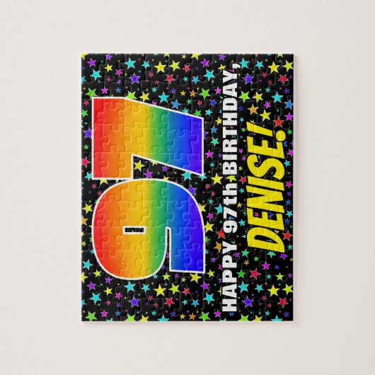 97e verjaardag — Fun, kleurrijk Star Field Pattern Legpuzzel (Verticaal)