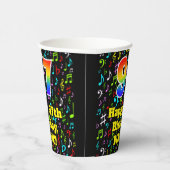 97e verjaardag: Fun Muzieknoten Pattern, Rainbow 9 Papieren Bekers (Rechts)