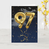 97e verjaardag Gold Mylar ballon en Confetti Card Kaart (Gele Bloem)
