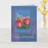 97e verjaardag Kaart met rode rozen (Gele Bloem)