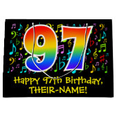 97e verjaardag - Kleurrijke muzieksymbolen, Rainbo Groot Cadeauzakje (Voorkant)