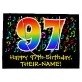 97e verjaardag - Kleurrijke muzieksymbolen, Rainbo Groot Cadeauzakje (Achterkant)