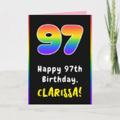 97e verjaardag: kleurrijke regenboog # 97, Naam va Kaart (Voorkant)