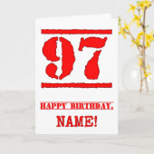 97e verjaardag: Leuk, rood rubberen stempel geïnsp Kaart (Gele Bloem)