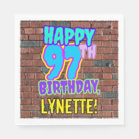 97e verjaardag ~ Leuk, Urban Graffiti geïnspireerd Servet (Voorkant)