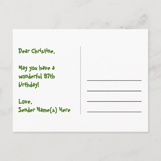 97e verjaardag – leuk vuurwerkpatroon + regenboog  briefkaart (Achterkant)