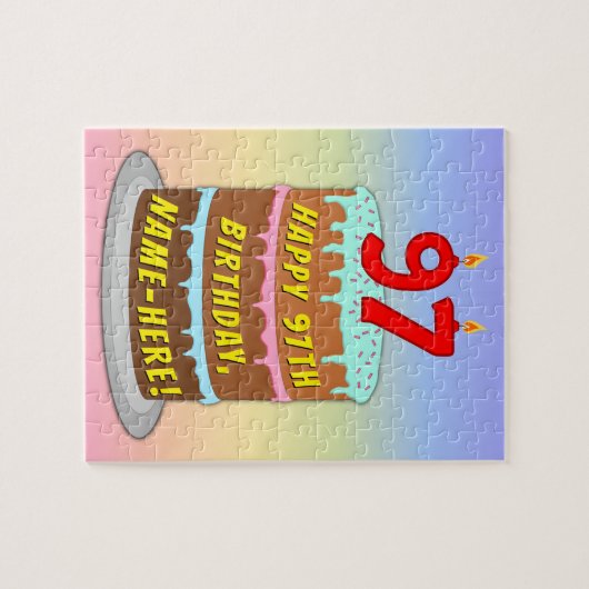 97e Verjaardag: Leuke cake en kaarsjes + eigen naa Legpuzzel (Horizontaal)