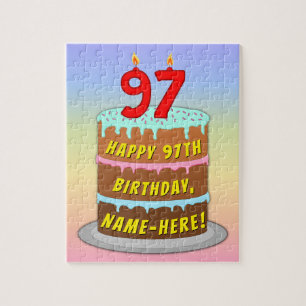 97e Verjaardag: Leuke cake en kaarsjes + eigen naa Legpuzzel