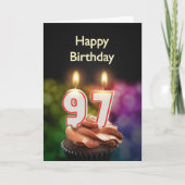 97e verjaardag met taart en kaarsen kaart (Voorkant)