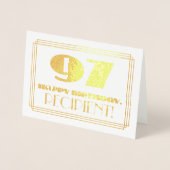 97e verjaardag; naam + Art Deco geïnspireerd look Folie Kaarten (Voorkant)
