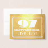 97e verjaardag: Naam + Kunstdeco Geïnspireerde loo Folie Kaarten (Voorkant met envelop)