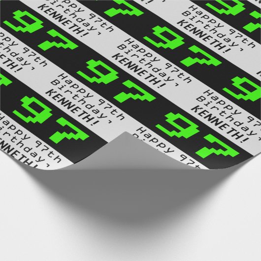 97e verjaardag - Nerdy / Geeky Style "97" en naam Cadeaupapier (Hoek)
