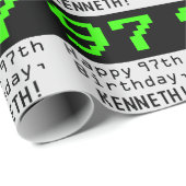 97e verjaardag - Nerdy / Geeky Style "97" en naam Cadeaupapier (Rol Hoek)