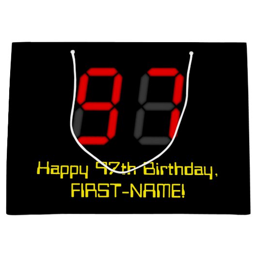 97e verjaardag: Red Digital Clock Style "97" + naa Groot Cadeauzakje (Voorkant)