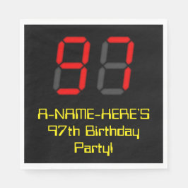 97e verjaardag: Red Digital Clock Style "97" + naa Servet