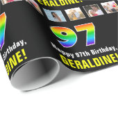 97e verjaardag: Regenboog "97"; Aangepaste foto's Cadeaupapier (Rol Hoek)