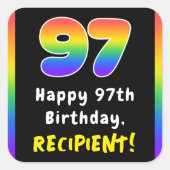 97e verjaardag: Regenboogspectrum # 97, Aangepaste Vierkante Sticker (Voorkant)