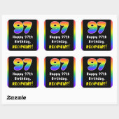 97e verjaardag: Regenboogspectrum # 97, Aangepaste Vierkante Sticker (Vel)