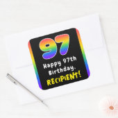 97e verjaardag: Regenboogspectrum # 97, Aangepaste Vierkante Sticker (Envelop)