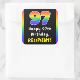 97e verjaardag: Regenboogspectrum # 97, Aangepaste Vierkante Sticker