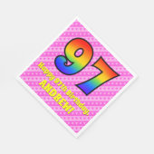 97e verjaardag: roze strips & harten, regenboognr. servet (Hoek)