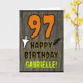 97e verjaardag: Spooky Halloween Theme, Aangepaste Kaart (Gele Bloem)