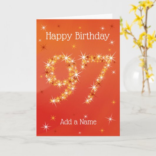 97e verjaardag - Star-nummer - Rood - 97-jarige le Kaart (Gele Bloem)