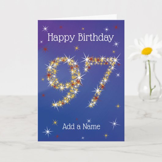 97e verjaardag - sterren - blauw - leeftijd 97 kaart (Kleine Plant)