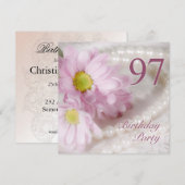 97e verjaardag uitnodiging met madeliefjes (Voorkant / Achterkant)