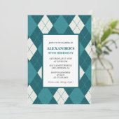 97e verjaardag Uitnodigingen Mannen  Blauw (Staand voorkant)