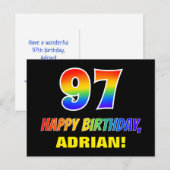 97e verjaardag: Vet, Vun, Eenvoudig, Regenboog 97 Briefkaart (Voorkant / Achterkant)