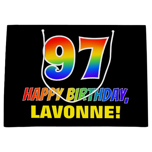 97e verjaardag: Vet, Vun, Eenvoudig, Regenboog 97 Groot Cadeauzakje (Voorkant)