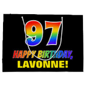 97e verjaardag: Vet, Vun, Eenvoudig, Regenboog 97 Groot Cadeauzakje (Achterkant)