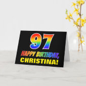 97e verjaardag: Vet, Vun, Eenvoudig, Regenboog 97 Kaart (Gele Bloem)