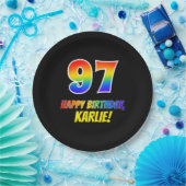 97e verjaardag: Vet, Vun, Eenvoudig, Regenboog 97 Papieren Bordje (Feest)