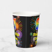 97e verjaardag: Vuurwerk Fun Pattern + Regenboog 9 Papieren Bekers (Rechts)