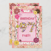 97e verjaardagsfeest met bloemenfeest lijst kaart (Voorkant / Achterkant)