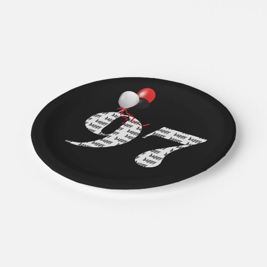 97e verjaardagsfeestballonnen papieren bordje (Gekanteld)