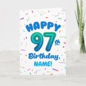 97ste ballon nummer aangepaste naam verjaardagskaa kaart (Voorkant)