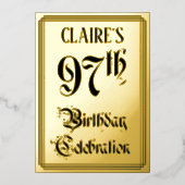 97ste verjaardagsfeest — Elegant script + aangepas Folie Uitnodiging (Voorkant)