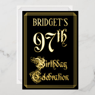 97ste verjaardagsfeest — Fancy Script & Aangepaste Folie Uitnodiging