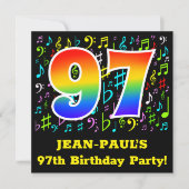 97ste verjaardagsfeestje: Leuke muzieksymbolen, Ra Kaart (Voorkant)