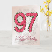 97ste verjaardagskaart met rozen en bladeren kaart (Gele Bloem)